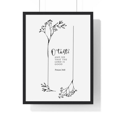 Faith Culture - Taste and See - Psalm 34:8 - Christian Wall Art 18″ x 24″ Black