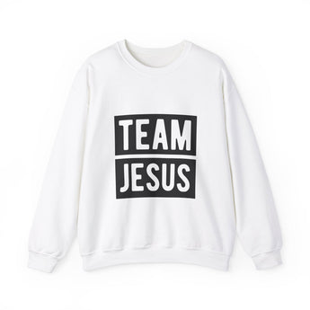 Faith Culture - Team Jesus - Christian Unisex Heavy Blend™ Crewneck Sweatshirt White
