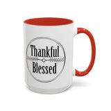 Faith Culture - Thankful & Blessed - Christian Thanksgiving Accent Coffee Mug, 11oz and 15oz 15oz Red