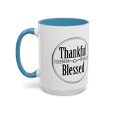 Faith Culture - Thankful & Blessed - Christian Thanksgiving Accent Coffee Mug, 11oz and 15oz