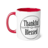 Faith Culture - Thankful & Blessed - Christian Thanksgiving Accent Mug, 11oz Red 11oz