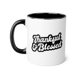 Faith Culture - Thankful & Blessed - Christian Thanksgiving Accent Mug, 11oz Black 11oz
