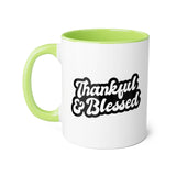 Faith Culture - Thankful & Blessed - Christian Thanksgiving Accent Mug, 11oz Light Green 11oz