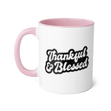 Faith Culture - Thankful & Blessed - Christian Thanksgiving Accent Mug, 11oz Pink 11oz
