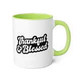 Faith Culture - Thankful & Blessed - Christian Thanksgiving Accent Mug, 11oz