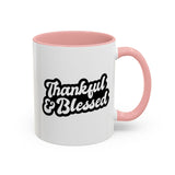 Faith Culture - Thankful & Blessed Christian Thanksgiving Accent Coffee Mug, 11oz and 15oz 11oz Pink