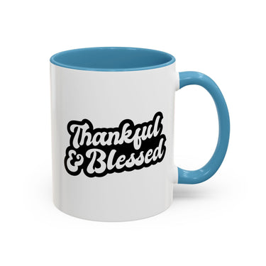 Faith Culture - Thankful & Blessed Christian Thanksgiving Accent Coffee Mug, 11oz and 15oz 11oz Light Blue