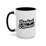 Faith Culture - Thankful & Blessed Christian Thanksgiving Accent Coffee Mug, 11oz and 15oz
