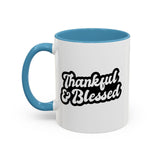 Faith Culture - Thankful & Blessed Christian Thanksgiving Accent Coffee Mug, 11oz and 15oz