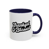 Faith Culture - Thankful & Blessed Christian Thanksgiving Accent Coffee Mug, 11oz and 15oz 11oz Navy