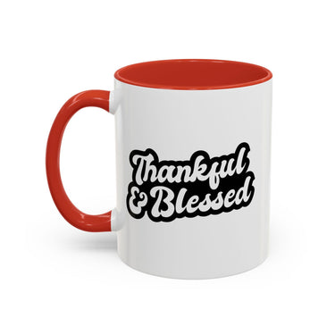 Faith Culture - Thankful & Blessed Christian Thanksgiving Accent Coffee Mug, 11oz and 15oz