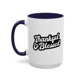 Faith Culture - Thankful & Blessed Christian Thanksgiving Accent Coffee Mug, 11oz and 15oz