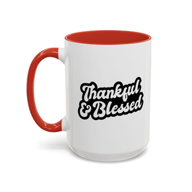 Faith Culture - Thankful & Blessed Christian Thanksgiving Accent Coffee Mug, 11oz and 15oz