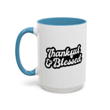 Faith Culture - Thankful & Blessed Christian Thanksgiving Accent Coffee Mug, 11oz and 15oz