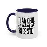Faith Culture - Thankful, Grateful, Blessed - Christian Thanksgiving Accent Coffee Mug, 11oz and 15oz