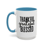 Faith Culture - Thankful, Grateful, Blessed - Christian Thanksgiving Accent Coffee Mug, 11oz and 15oz