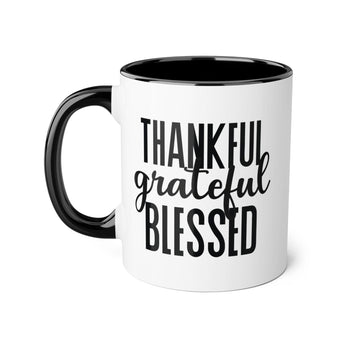Faith Culture - Thankful, Grateful, Blessed - Christian Thanksgiving Accent Mug, 11oz Black 11oz