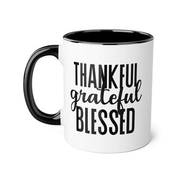 Faith Culture - Thankful, Grateful, Blessed - Christian Thanksgiving Accent Mug, 11oz Black 11oz