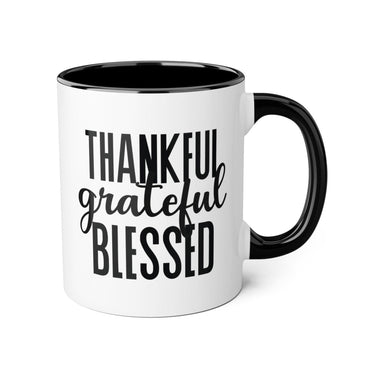Faith Culture - Thankful, Grateful, Blessed - Christian Thanksgiving Accent Mug, 11oz