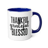 Faith Culture - Thankful, Grateful, Blessed - Christian Thanksgiving Accent Mug, 11oz