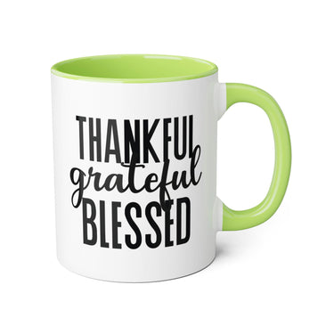 Faith Culture - Thankful, Grateful, Blessed - Christian Thanksgiving Accent Mug, 11oz