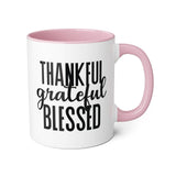Faith Culture - Thankful, Grateful, Blessed - Christian Thanksgiving Accent Mug, 11oz