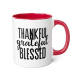 Faith Culture - Thankful, Grateful, Blessed - Christian Thanksgiving Accent Mug, 11oz