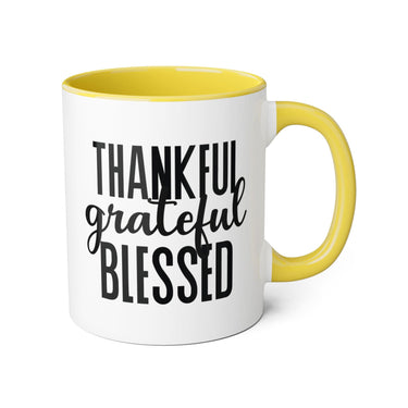 Faith Culture - Thankful, Grateful, Blessed - Christian Thanksgiving Accent Mug, 11oz