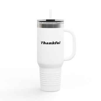 Faith Culture - Thankful Insulated Travel Mug 40oz Christian Thanksgiving Gift Stainless Steel 40oz White