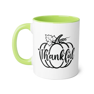 Faith Culture - Thankful Pumpkin - Christian Thanksgiving Accent Mug, 11oz Light Green 11oz