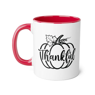 Faith Culture - Thankful Pumpkin - Christian Thanksgiving Accent Mug, 11oz Red 11oz