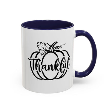 Faith Culture - Thankful Pumpkin Christian Thanksgiving Accent Coffee Mug, 11oz and 15oz 11oz Navy