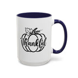 Faith Culture - Thankful Pumpkin Christian Thanksgiving Accent Coffee Mug, 11oz and 15oz 15oz Navy