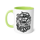 Faith Culture - Thankful and Blessed - Christian Thanksgiving Accent Mug, 11oz Light Green 11oz