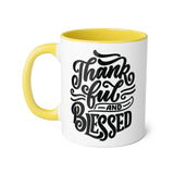 Faith Culture - Thankful and Blessed - Christian Thanksgiving Accent Mug, 11oz Yellow 11oz