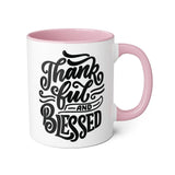 Faith Culture - Thankful and Blessed - Christian Thanksgiving Accent Mug, 11oz