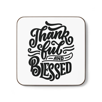 Faith Culture - Thankful and Blessed - Christian Thanksgiving Coaster 3.5" × 3.5" Square Hardboard