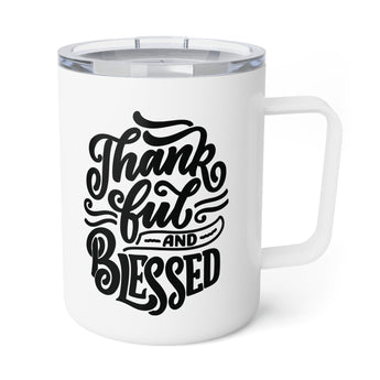 Faith Culture - Thankful and Blessed - Christian Thanksgiving Insulated Coffee Mug, 10oz