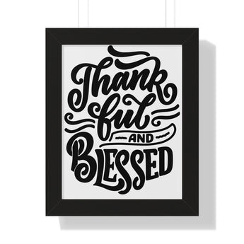 Faith Culture - Thankful and Blessed - Christian Thanksgiving Wall Art 11" x 14" Black