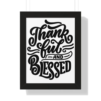 Faith Culture - Thankful and Blessed - Christian Thanksgiving Wall Art 12″ x 16″ Black
