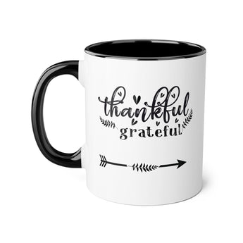 Faith Culture - Thankful and Grateful - Christian Thanksgiving Accent Mug, 11oz Black 11oz