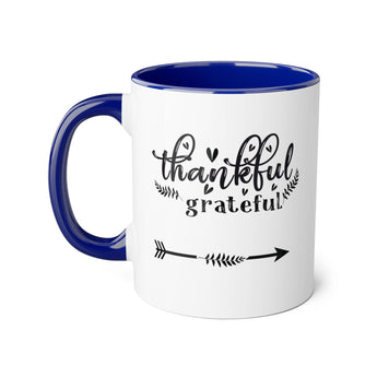 Faith Culture - Thankful and Grateful - Christian Thanksgiving Accent Mug, 11oz Blue 11oz