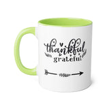 Faith Culture - Thankful and Grateful - Christian Thanksgiving Accent Mug, 11oz Light Green 11oz