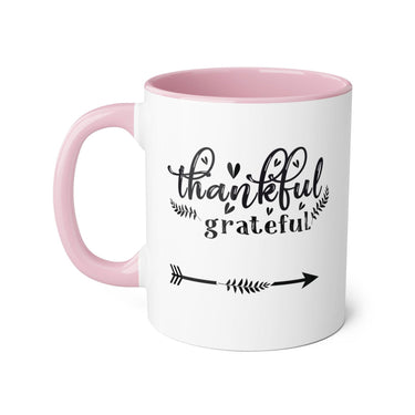 Faith Culture - Thankful and Grateful - Christian Thanksgiving Accent Mug, 11oz Pink 11oz