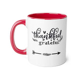 Faith Culture - Thankful and Grateful - Christian Thanksgiving Accent Mug, 11oz Red 11oz