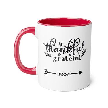 Faith Culture - Thankful and Grateful - Christian Thanksgiving Accent Mug, 11oz Red 11oz