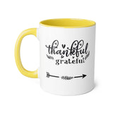 Faith Culture - Thankful and Grateful - Christian Thanksgiving Accent Mug, 11oz Yellow 11oz