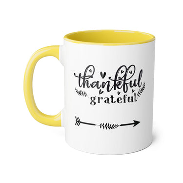 Faith Culture - Thankful and Grateful - Christian Thanksgiving Accent Mug, 11oz Yellow 11oz