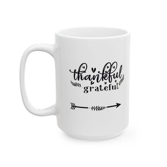 Faith Culture - Thankful and Grateful - Christian Thanksgiving Mug, 11oz and 15oz 15oz