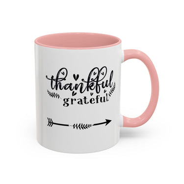 Faith Culture - Thankful and Grateful Christian Thanksgiving Accent Coffee Mug, 11oz and 15oz 11oz Pink